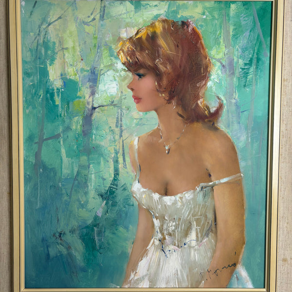 Ölgemälde impressionistischen Frauenporträt junge Frau in weißem Kleid von Ingfried Paul Henze-Morro