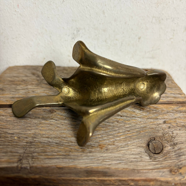 Vintage Messig Figur sitzender Frosch