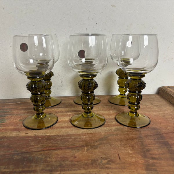 6 vintage Weingläser mit Beerennoppen von Zwiesel