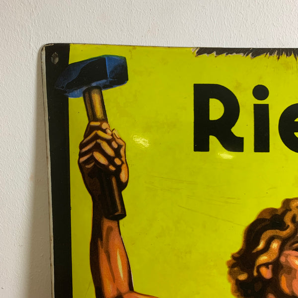 Vintage Emaille Schild Riebeck Siegfried Grudekoks