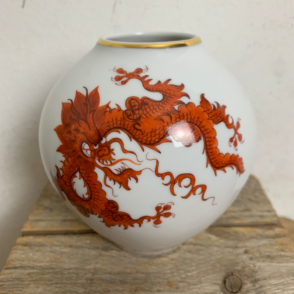 Vintage Porzellan Vase Roter Ming Drache Meissener Porzellanmalerei PG – Trödelfuchs Vintage Shop