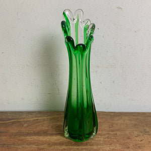 Vintage Glas Vase aus Murano in grün