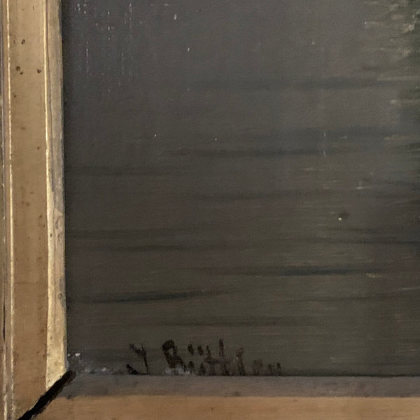 Ölgemälde Mondnacht an einem Schweizer See von Joseph Nikolaus Büttler