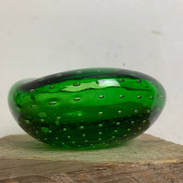 Vintage Mid Century Bubble Murano Aschenbecher grün