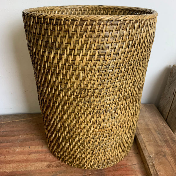 Vintage hochwertiger Rattan Korb Papierkorb