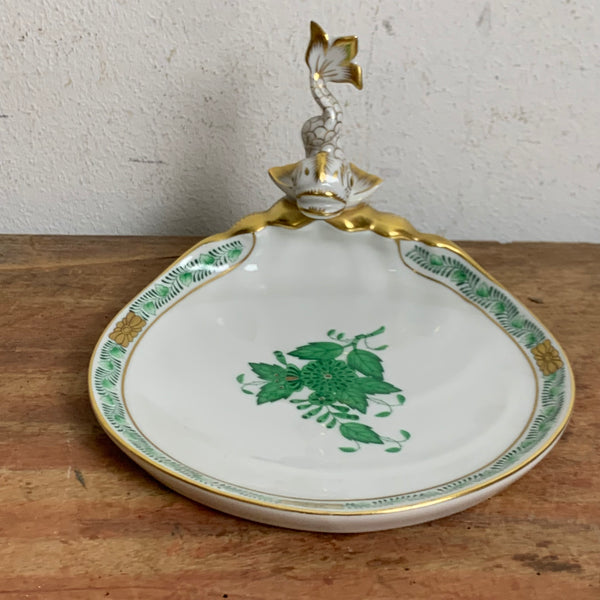 Platte mit Fischkopf Apponyi grün von Herend Porzellan