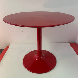 Vintage roter Metall Tulpenfuß Tisch