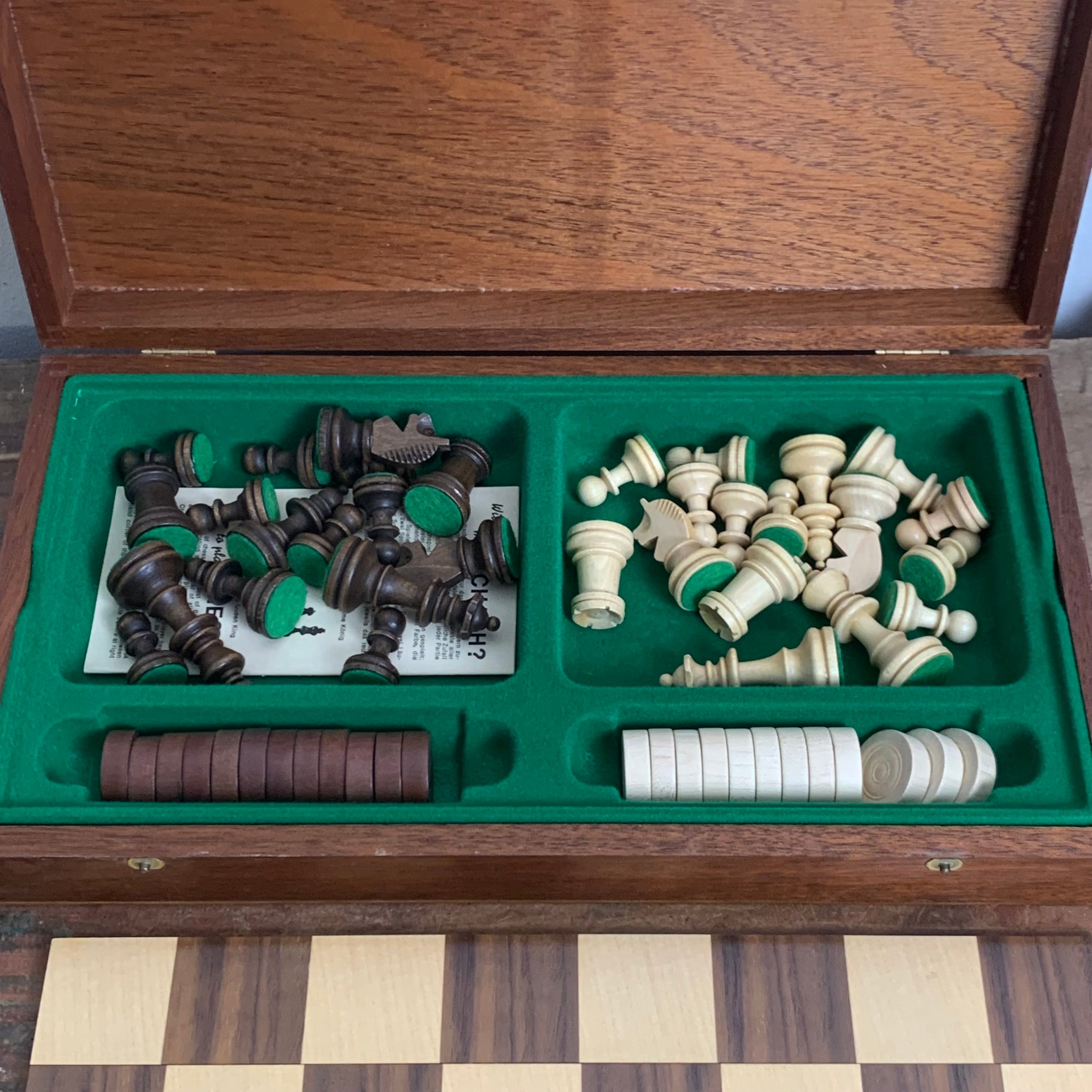 Vintage Mühle Dame und Schach Spiel von Vedes