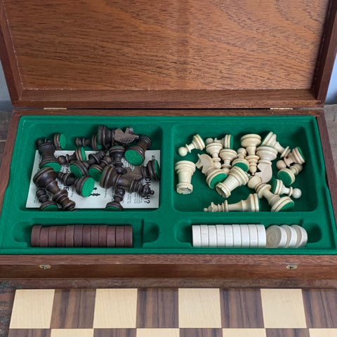 Vintage Mühle Dame und Schach Spiel von Vedes
