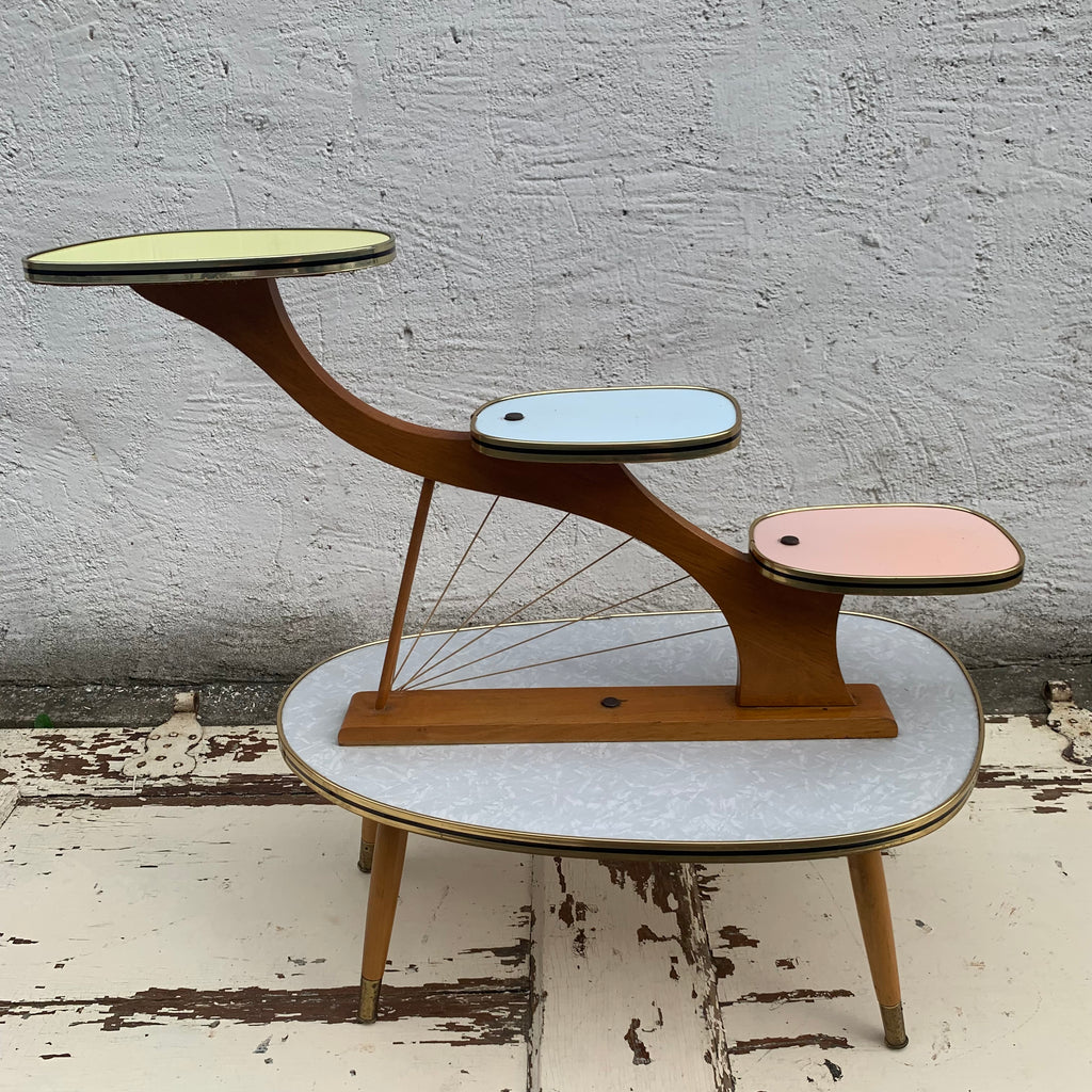 50er jahre blumenständer Mid Century Blumenbank Nierentisch Etagere – Trödelfuchs Vintage Shop