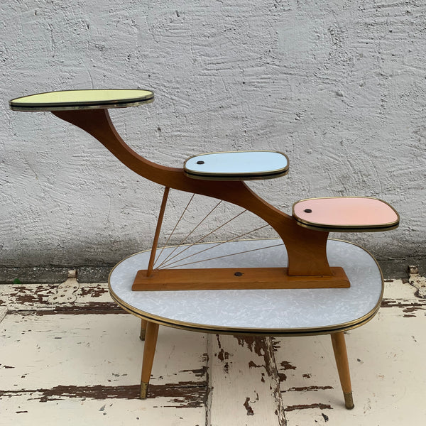 Mid Century Blumenbank Nierentisch Etagere