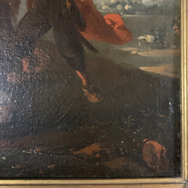 Ölgemälde Schlachtenszene in süditalienischer Abendlandschaft von Jacques Courtois