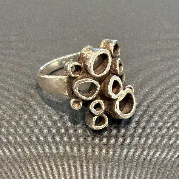 Vintage Brutalistischer Design Silber Ring