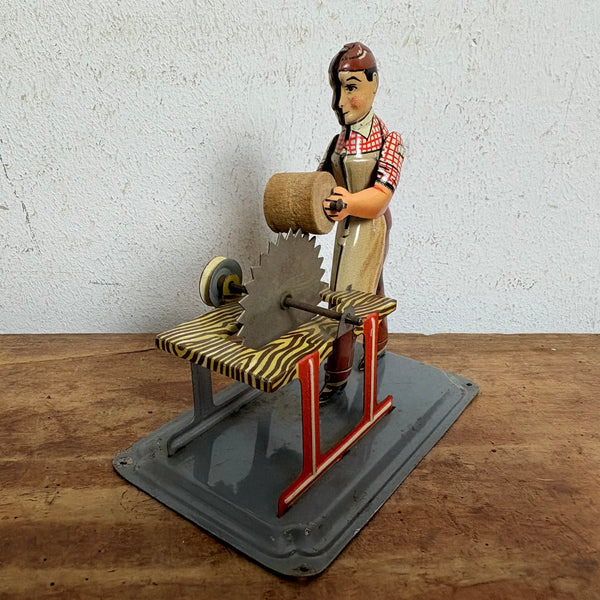 Blechspielzeug Antriebsmodell Dampfmaschine Mann mit Säge von Arnold