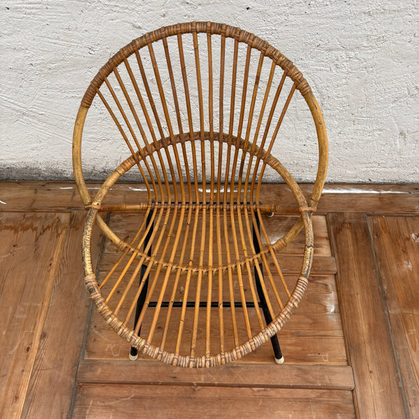Vintage Mid Century kleiner Rattan Stuhl von Gebroeders Jonkers für Noordwolde