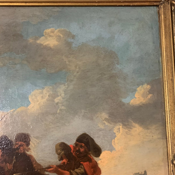 Ölgemälde Schlachtenszene in süditalienischer Abendlandschaft von Jacques Courtois