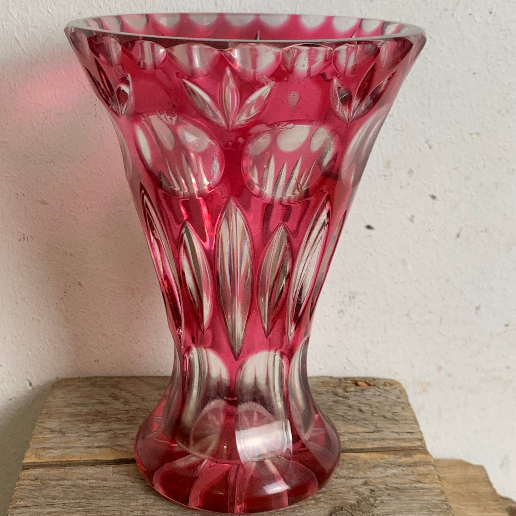 Rote Bleikristall Vase – Trödelfuchs Vintage Shop