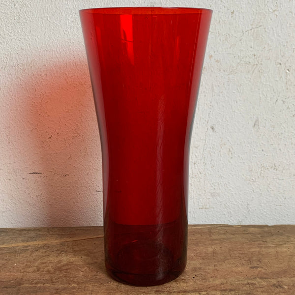 Vintage Design Glas Vase von Klaus Breit für Wiesenthalhütte rot