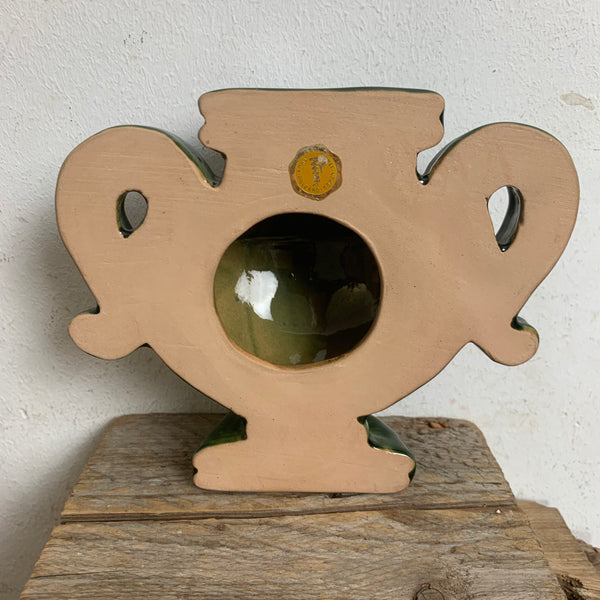 Vintage Keramik Wandvase von Thun Bozen grün