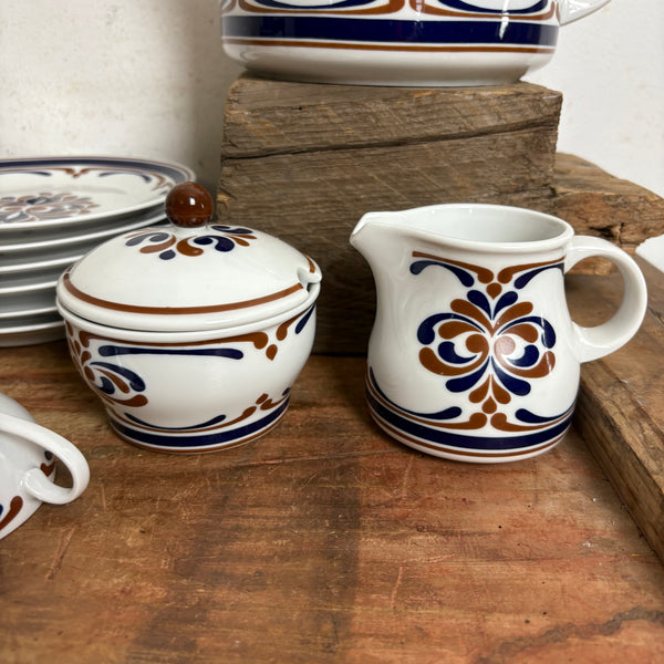 Vintage Folklore Kaffeeservice Donau Pressburg von Arzberg für 6 Personen