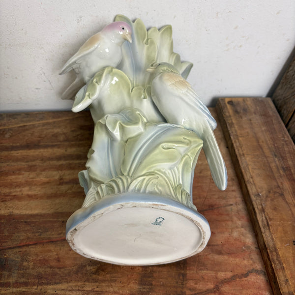 Vintage spanische Keramik Vase mit Vögeln