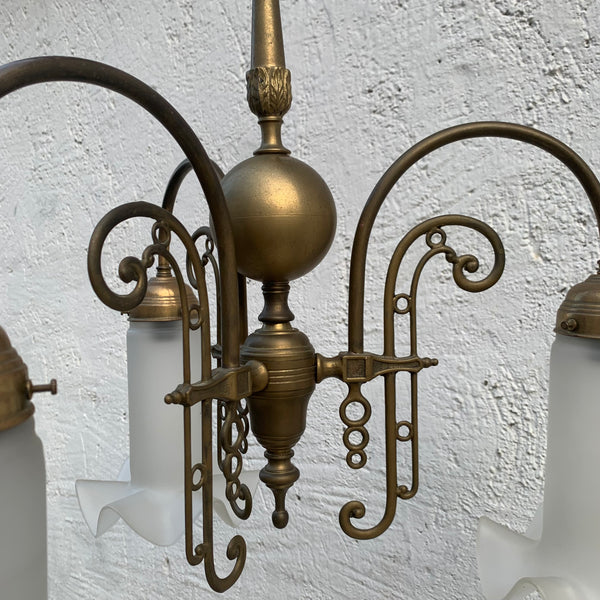Dreiarmiger Jugendstil Kronleuchter