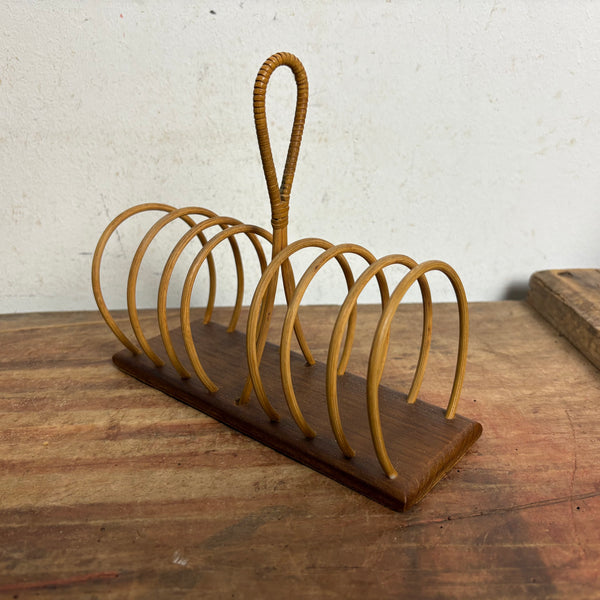 Vintage Mid Century Toastbrot Halter aus Teakholz