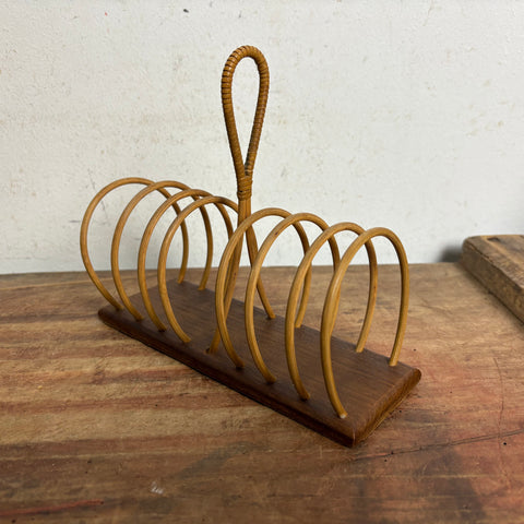 Vintage Mid Century Toastbrot Halter aus Teakholz