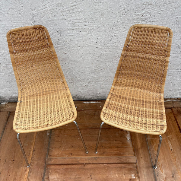 2 vintage Korbweiden Stühlen Linus von Franco Campi und Carlo Graffi für Ikea Vintage