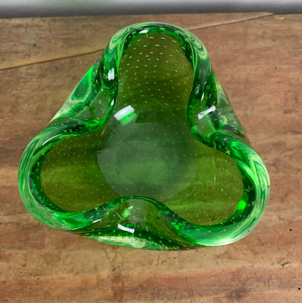 Vintage Mid Century Bubble Murano Aschenbecher grün
