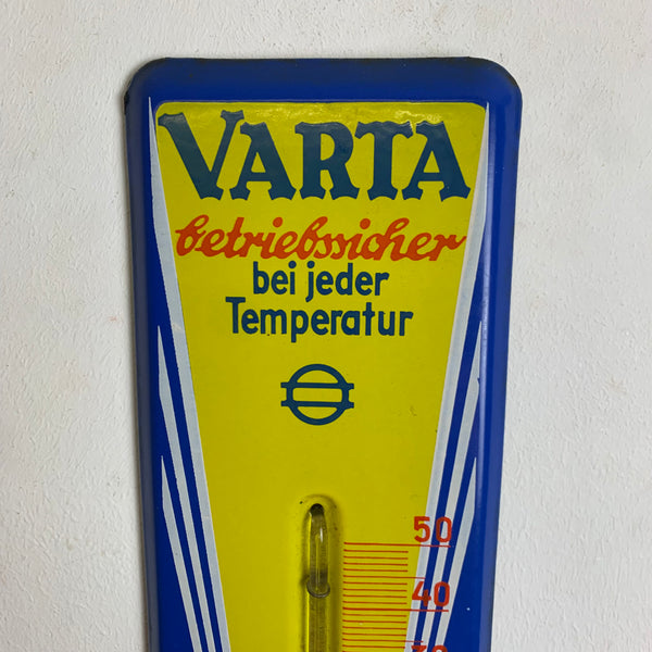 Vintage Emaille Schild Thermometer Varta Qualitäts Batterien