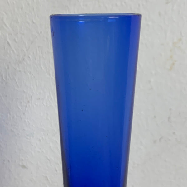 Orchideenvase Solifleurvase Stangenvase Kugelfuß mit Bubbles blau