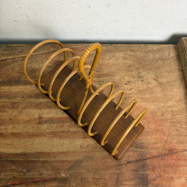 Vintage Mid Century Toastbrot Halter aus Teakholz