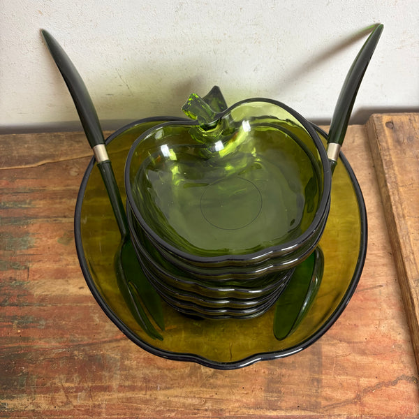 Vintage Glas Salat Schalen Apfel grün