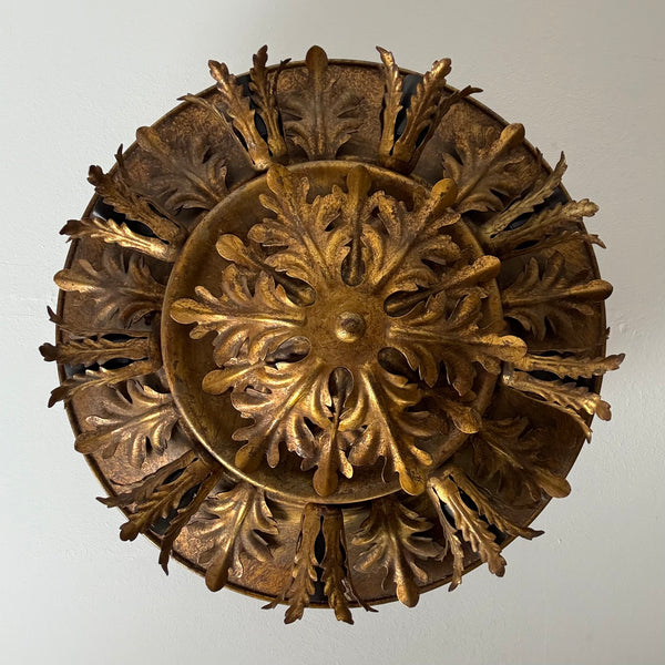 Vintage große vergoldete Deckenlampe mit 9 Leuchten von Banci Firenze