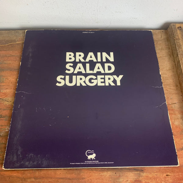 LP mit Poster Brain Salad Surgery von Emerson Lake & Palmer