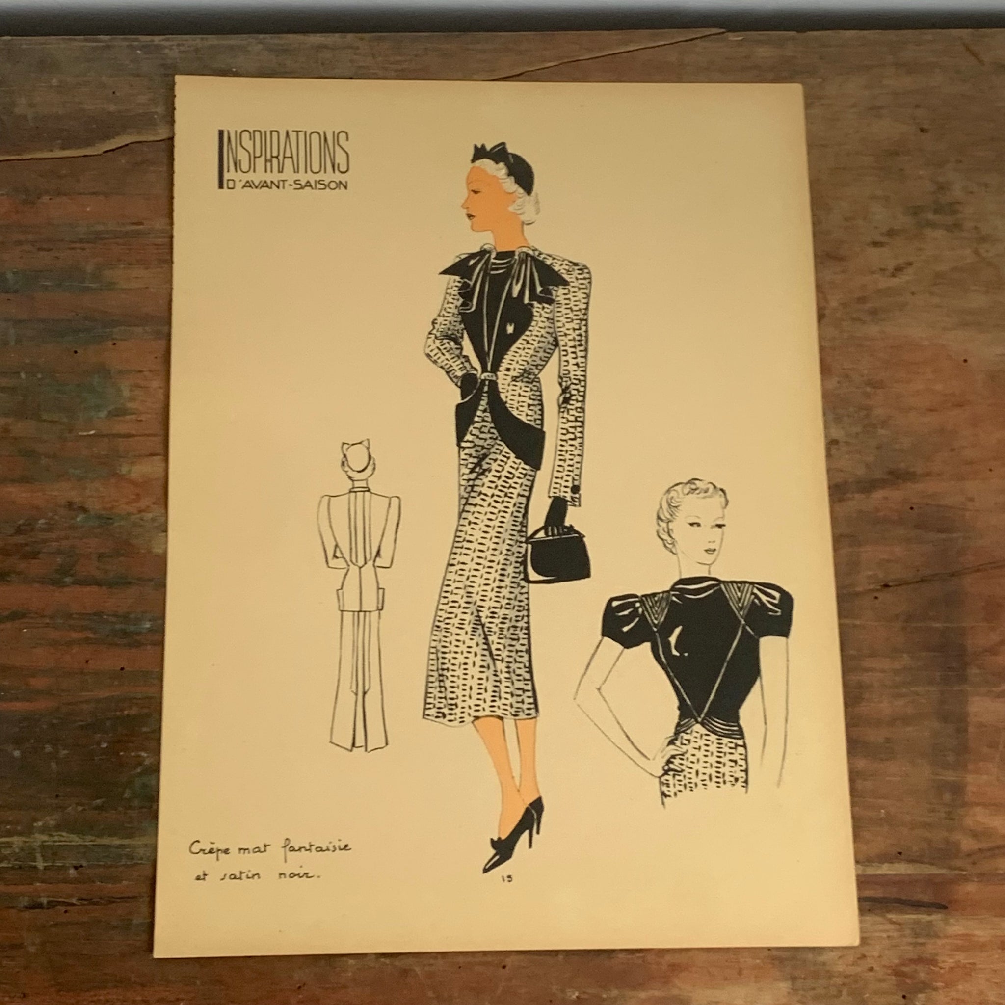 1930's French Art Deco Fashion Illustration Inspirations D'Avant Saison Blatt 15