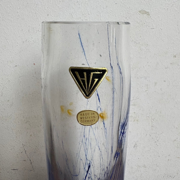 Vintage Mid Century Kunst Glas Vase von Hessen Glaswerke