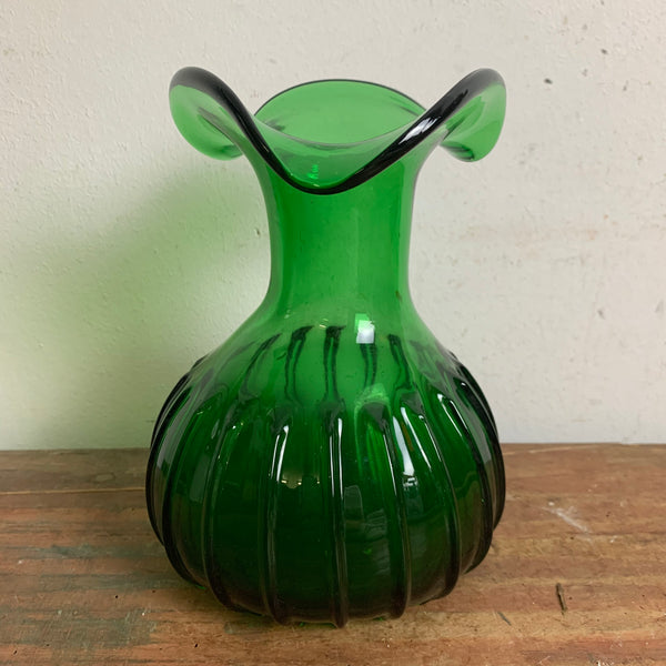 Vintage Vase aus grünem Glas Vetro Verde di Empoli