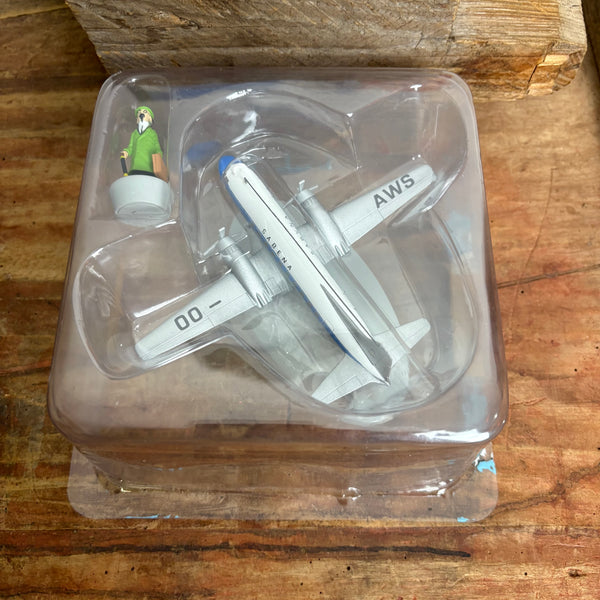 Modell Figur und Buch Tim und Struppi das Das Sabena-Flugzeug mit Professor Bienlein aus Der Fall Bienlein