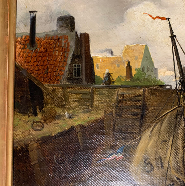 Ölgemälde Aufkommender Sturm über dem Küstenhafen von Andreas Achenbach