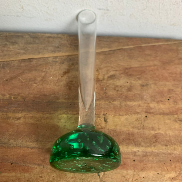 Orchideenvase Solifleurvase Stangenvase Kugelfuß mit Bubbles grün