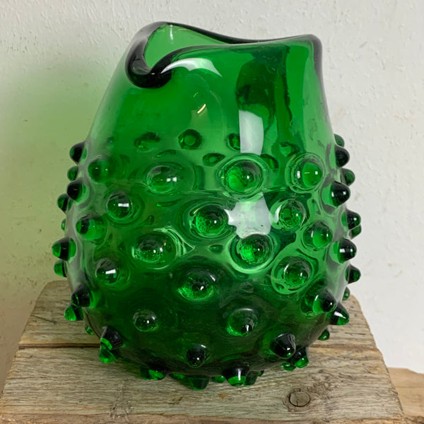 Grüner vintage Murano Empoli Verde Krug mit Noppen