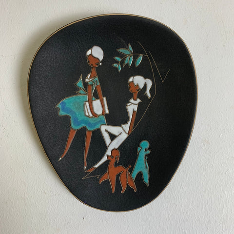 Keramik von Ruscha Frauen mit Pudeln