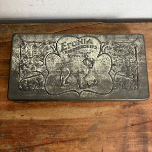 Vintage Jugendstil Zinn Blechdose von Etonia Handkerchiefs