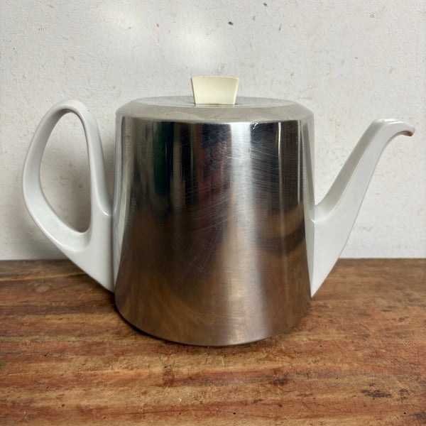Art Deco Porzellan Teekanne von Bauscher Weiden mit Thermohaube von WMF