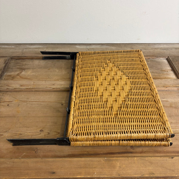 Vintage Zeitschriftenständer aus Rattan und Metall