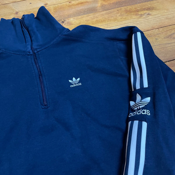 Adidas Halfzip 3 Strips Blau - Vintage