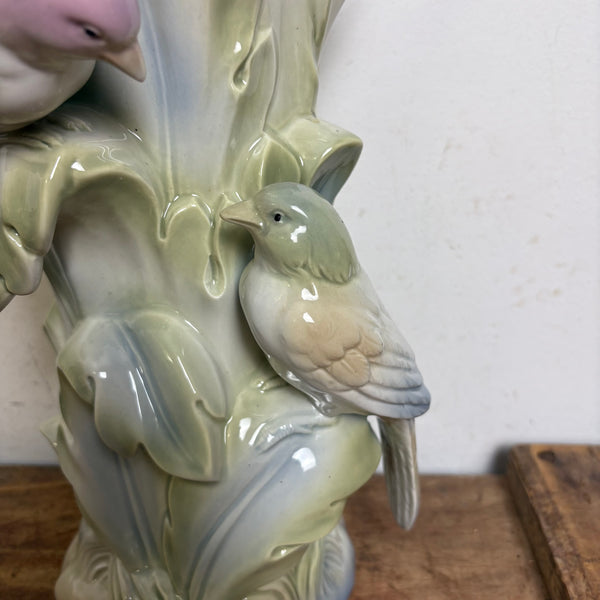 Vintage spanische Keramik Vase mit Vögeln