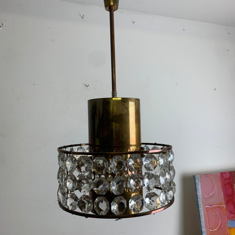 Art Deco Deckenlampe Kristallglas Messing